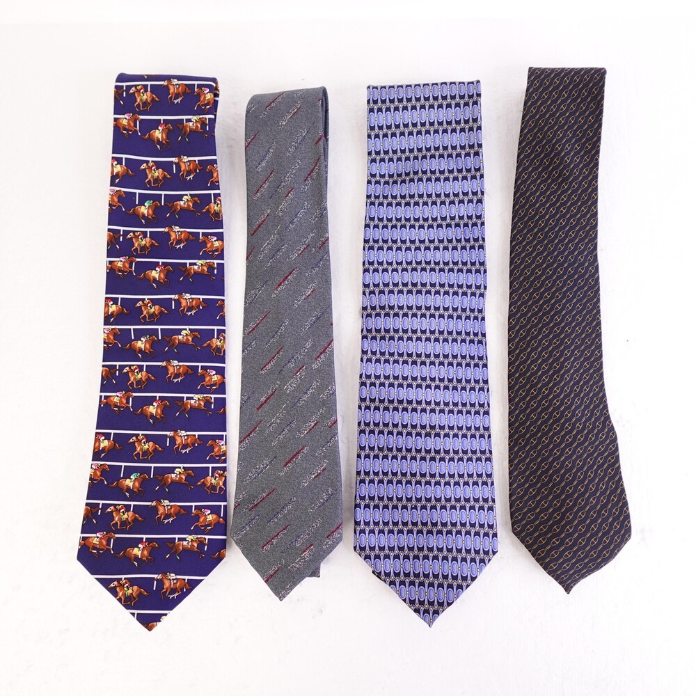 Lot of 4 Luxury Italian Silk Neck Ties Zegna Valentino Ferré Lederer de Paris